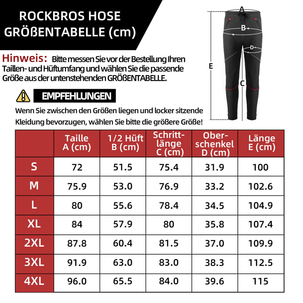 ROCKBROS Wasserdichte Fahrradhose Herren Lange Radhose Winddicht & Warm