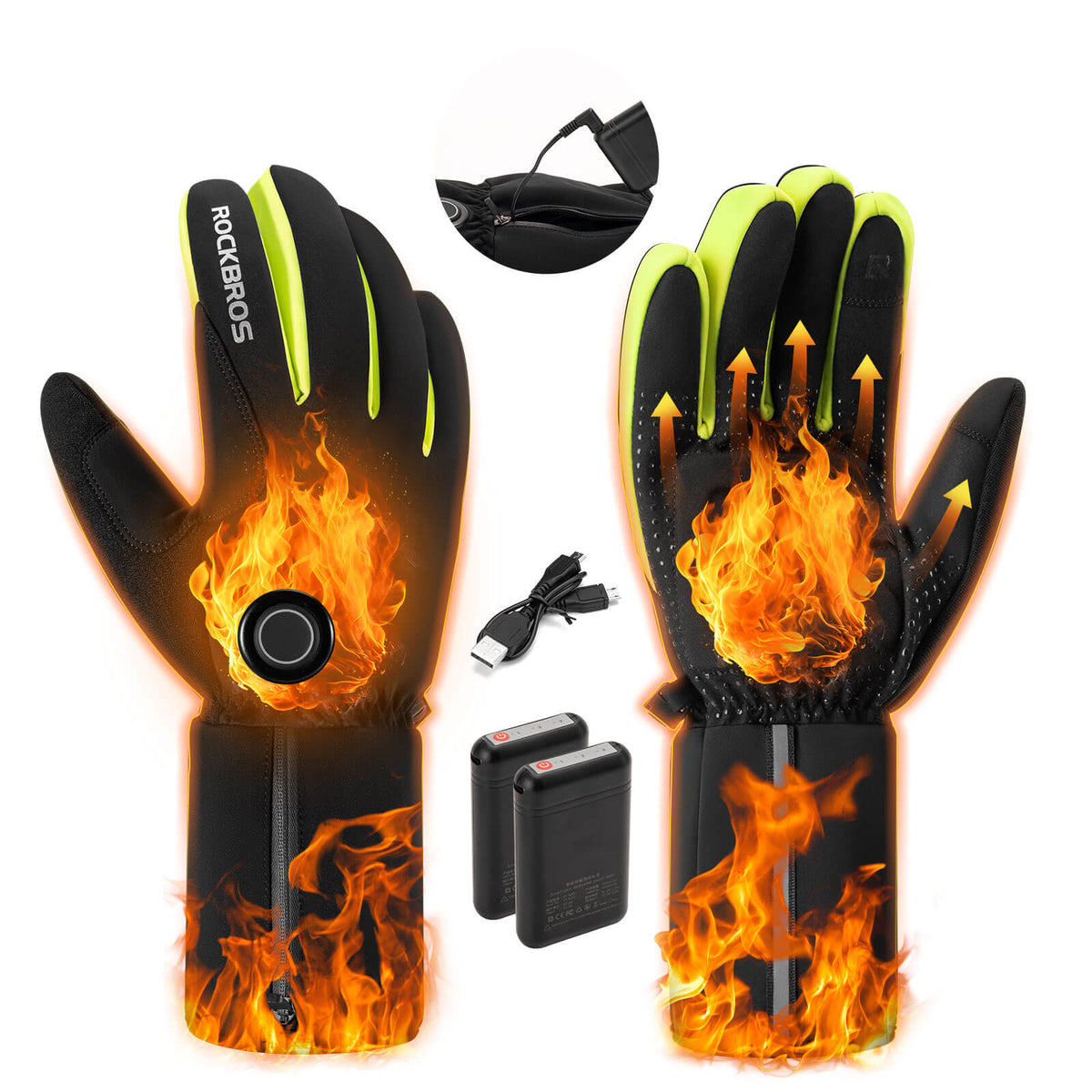 rockbros beheizte handschuhe ROCKBROS Winter Beheizte Fahrradhandschuhe Touchscreen Handschuhe M-2X – ROCKBROS-DE