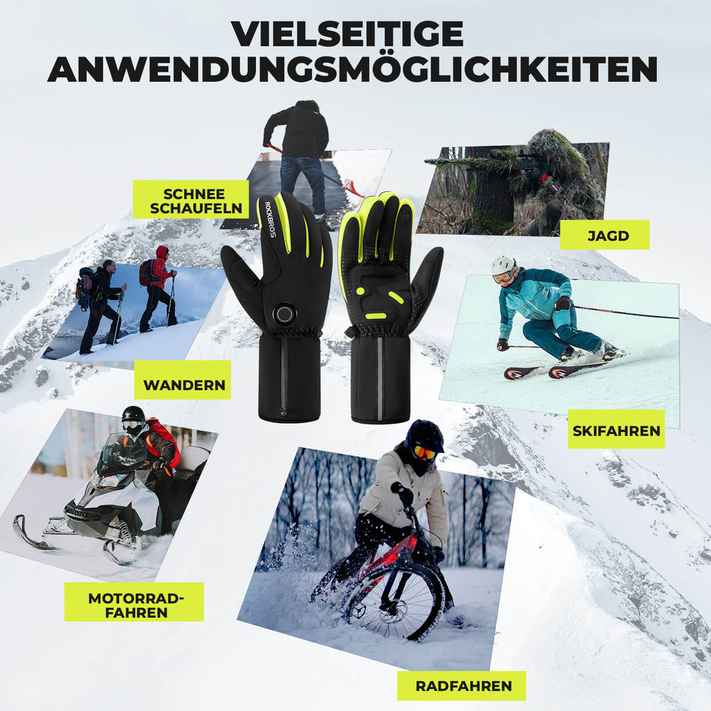 ROCKBROS Winter Beheizte Fahrradhandschuhe Touchscreen Handschuhe M-2XL
