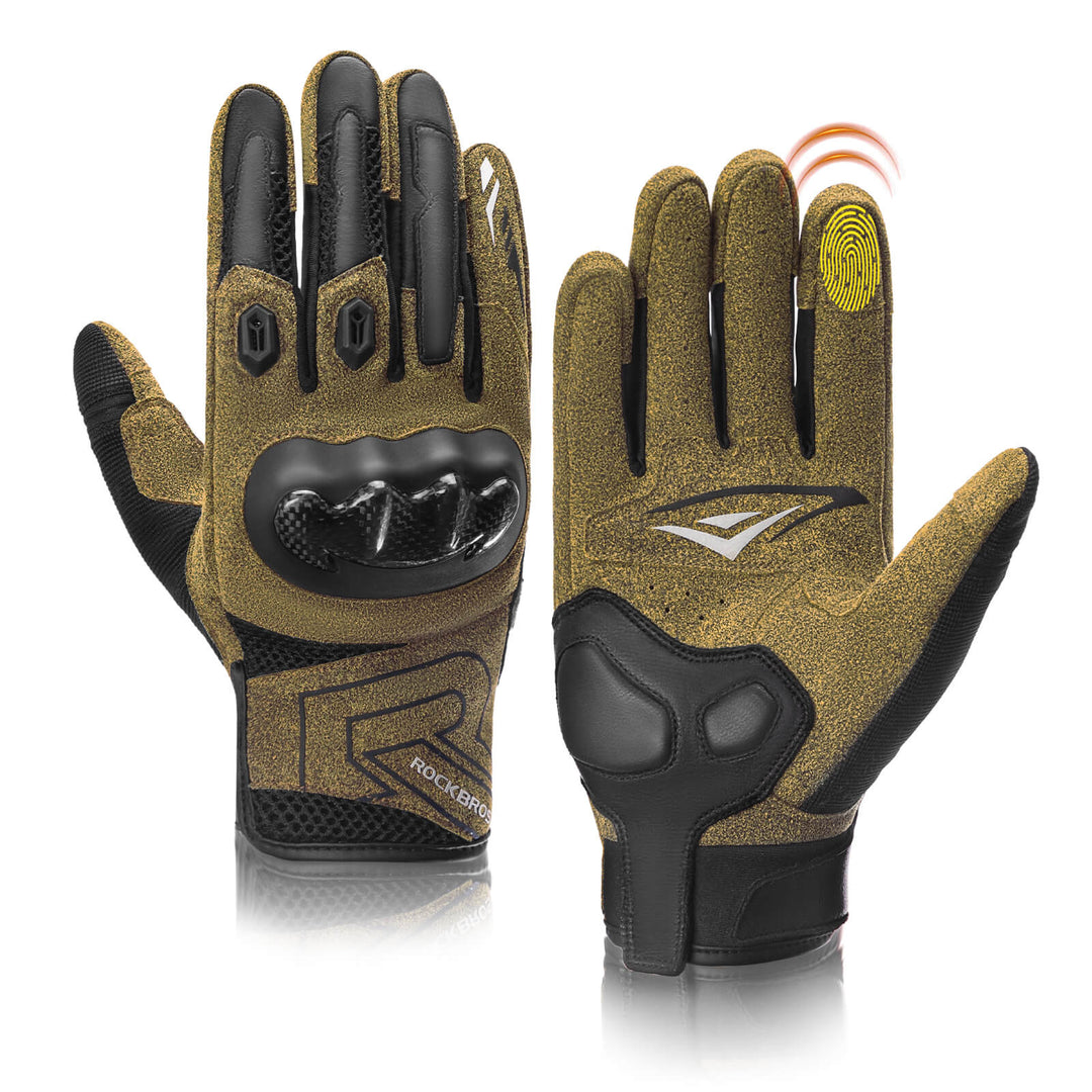 fahrradhandschuhe leder braun Winter Fahrradhandschuhe Atmungsaktiv Schlagfest Touchscreen Braun – ROCKBROS-DE