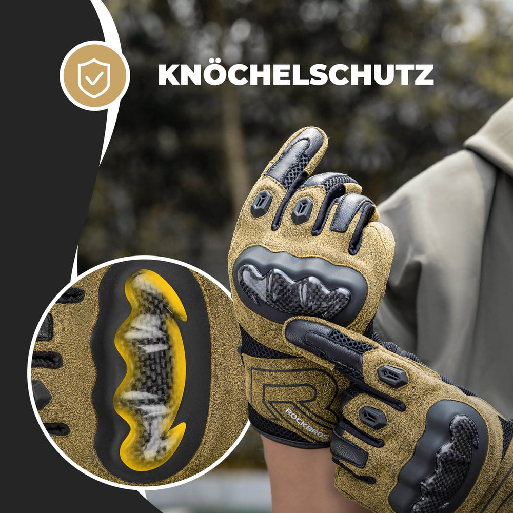 ROCKBROS Winter Fahrradhandschuhe Atmungsaktiv Schlagfest Touchscreen Braun