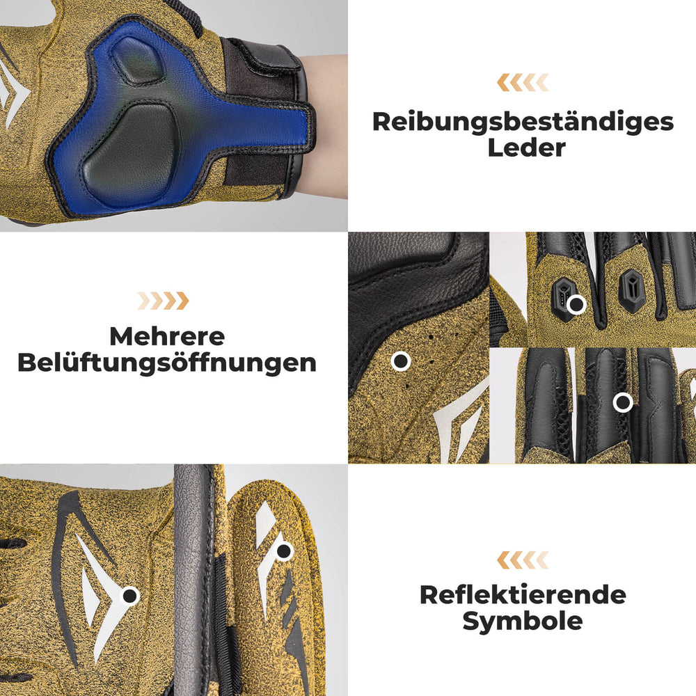 ROCKBROS Winter Fahrradhandschuhe Atmungsaktiv Schlagfest Touchscreen Braun