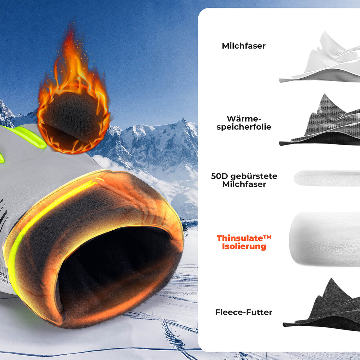 ROCKBROS Winter Fahrradhandschuhe Touchscreen Warm Winddicht