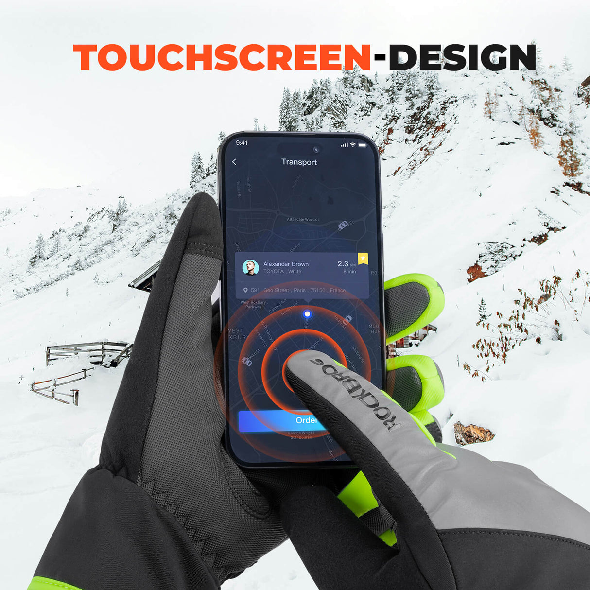 ROCKBROS Winter Fahrradhandschuhe Touchscreen Warm Winddicht