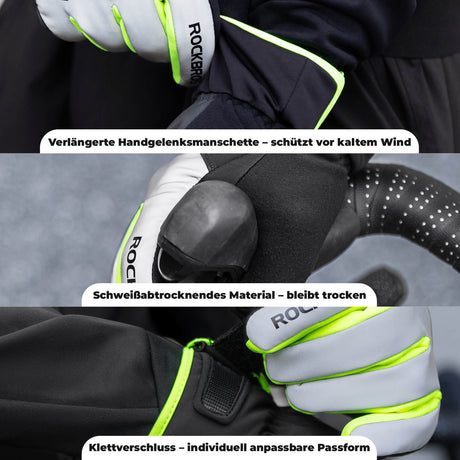 ROCKBROS Winter Fahrradhandschuhe Touchscreen Warm Winddicht