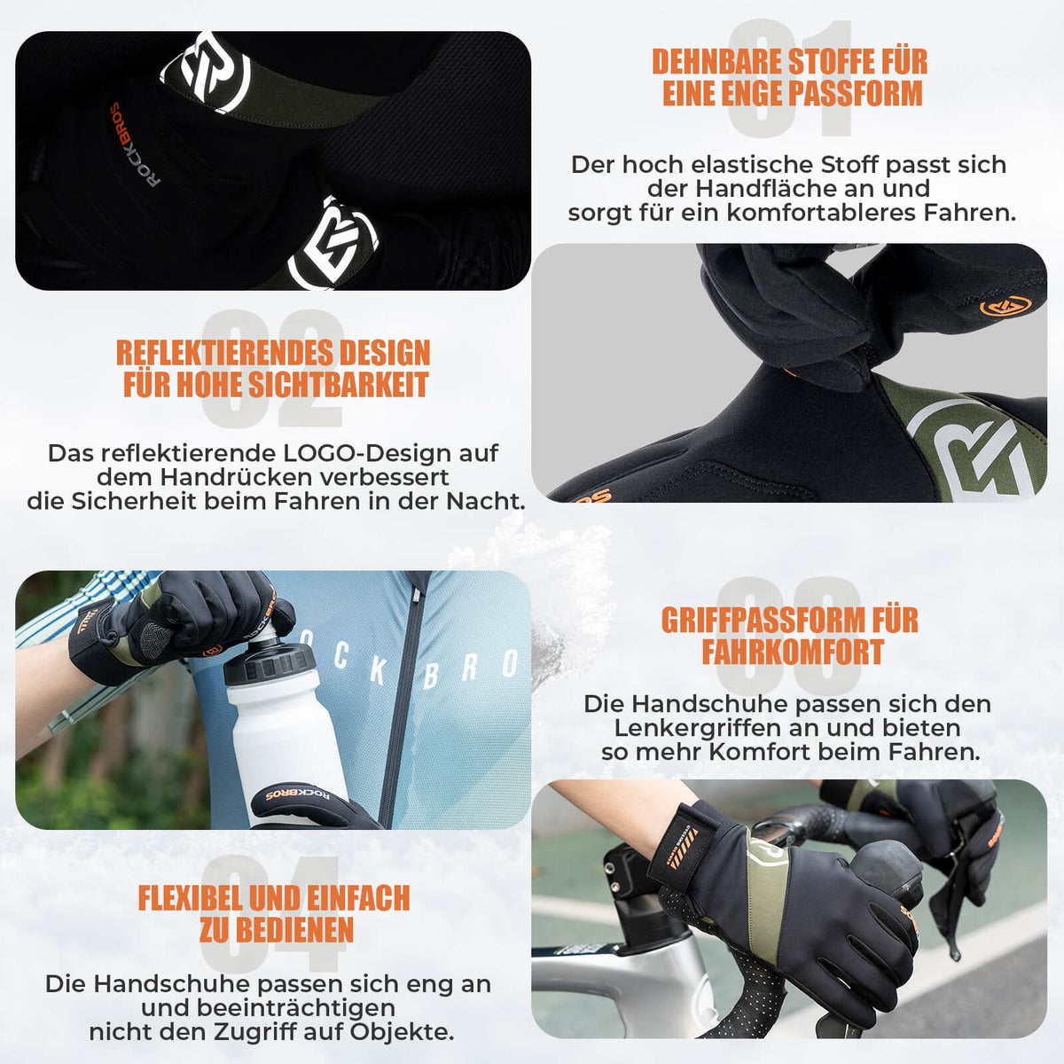 handschuhe fahren ROCKBROS Winter Fahrradhandschuhe Touchscreen Rutschfest/Stoßdämpfend – ROCKBROS-DE