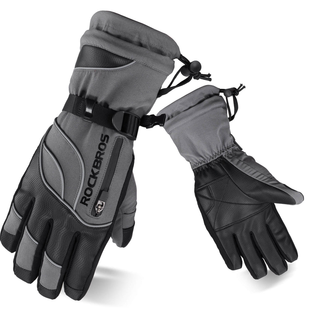 ROCKBROS Winter Handschuhe Warm Skihandschuhe Winddicht -20℃ M-XL-Grau