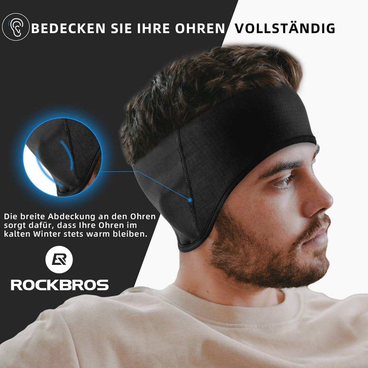 stirnband unter fahrradhelm winter ROCKBROS Winter Thermo Radfahren Ohrwärmer Stirnbänder für Männer Frau – ROCKBROS-DE