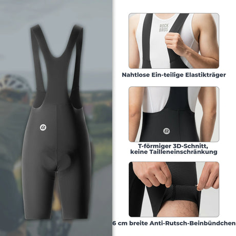 Herren Radhose Kurz – Gepolstert mit Trägern, Reflektoren