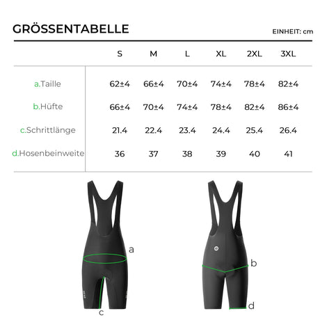 Herren Radhose Kurz – Gepolstert mit Trägern, Reflektoren