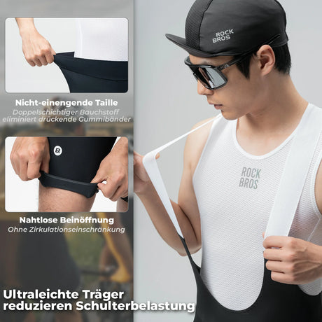 Radlerhose Herren – Gepolsterte Fahrrad‑Bib‑Shorts mit Trägern