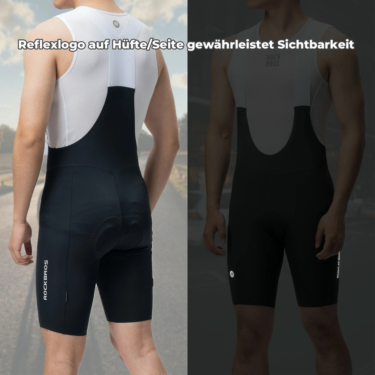 Radlerhose Herren – Gepolsterte Fahrrad‑Bib‑Shorts mit Trägern