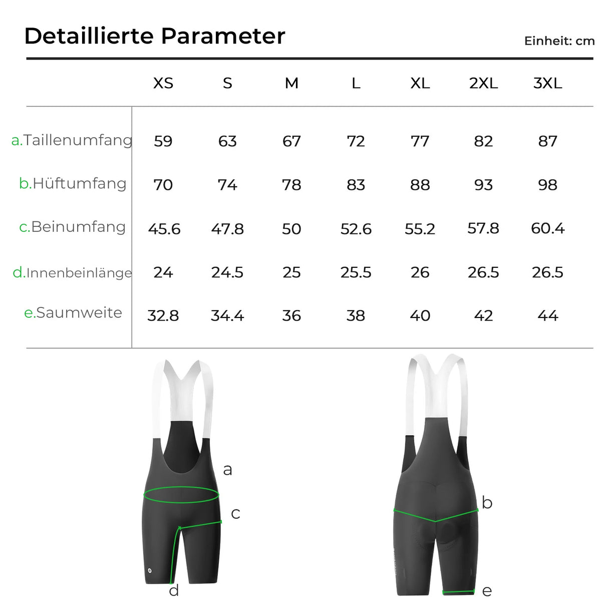 Radlerhose Herren – Gepolsterte Fahrrad‑Bib‑Shorts mit Trägern