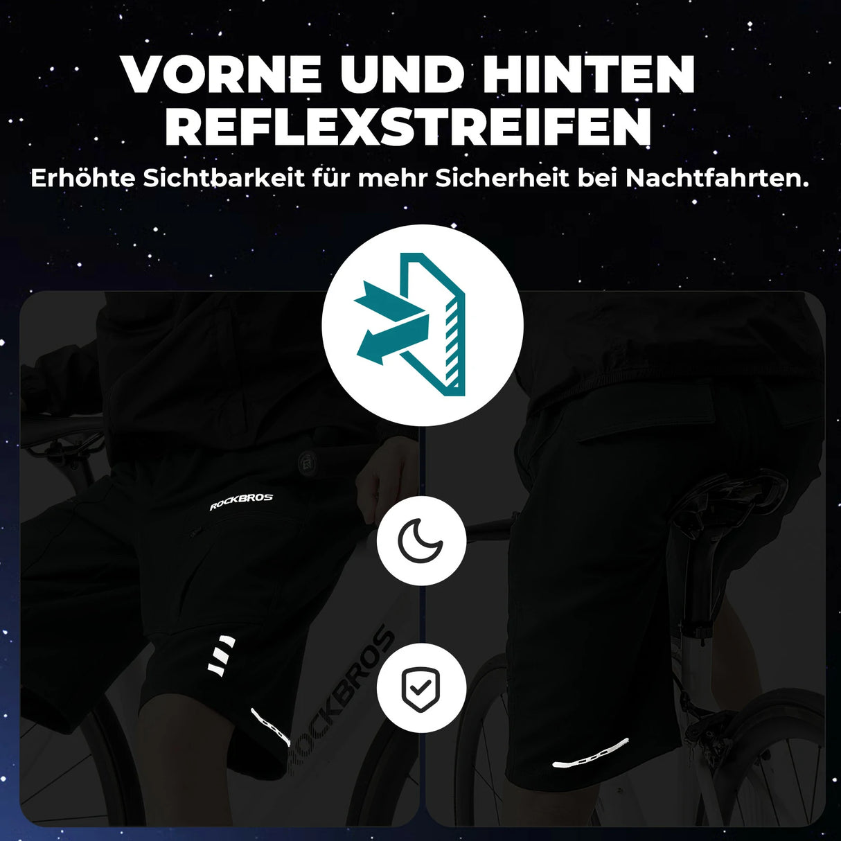 Radlerhose Herren – Gepolsterte Fahrradhose mit 4D‑Sitzpolster, abnehmbare kurze Hose
