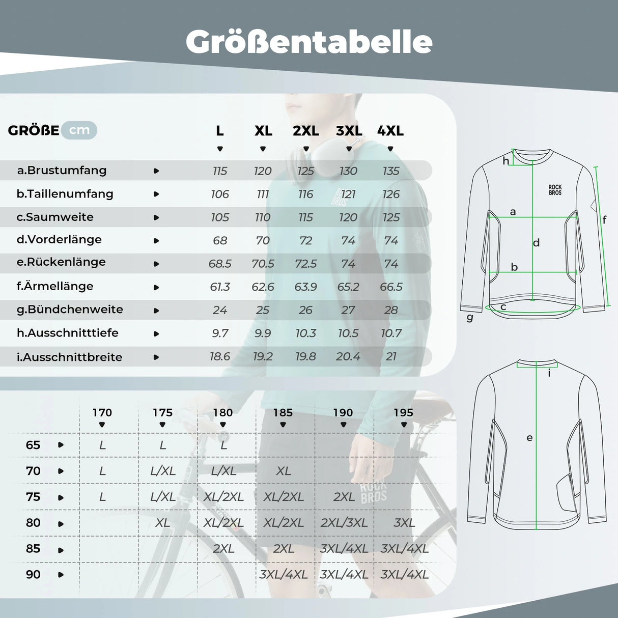 Radtrikot Fahrradtrikot Langarm Herren – Atmungsaktiv & schnelltrocknend