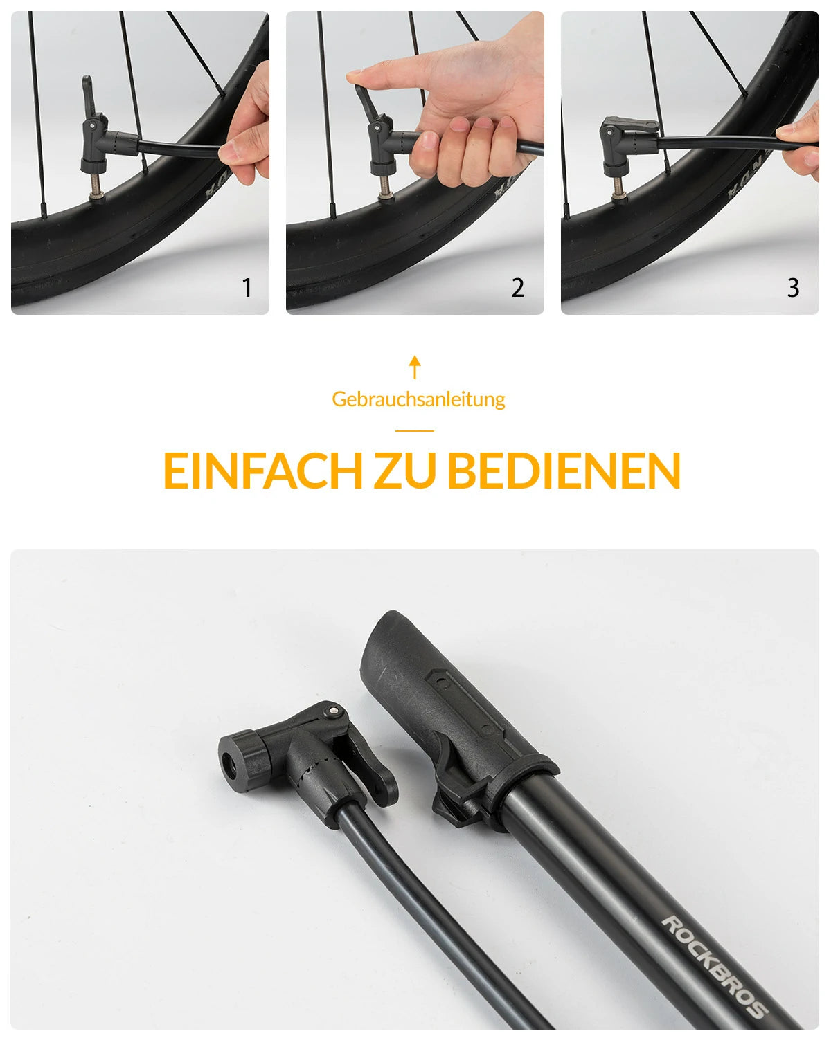 Rahmenpumpe Mini Fahrradpumpe 120 PSI / 8,27 Bar – ROCKBROS-DE