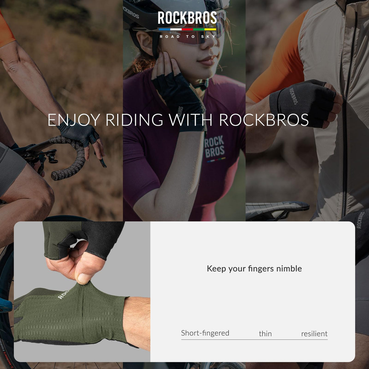 Road To Sky Fahrradhandschuhe – Fingerlose, Atmungsaktive & Reflektierende