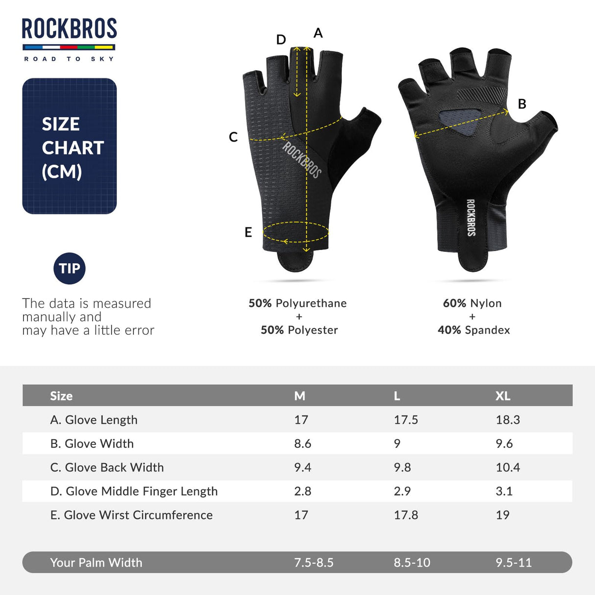 Road To Sky Fahrradhandschuhe – Fingerlose, Atmungsaktive & Reflektierende