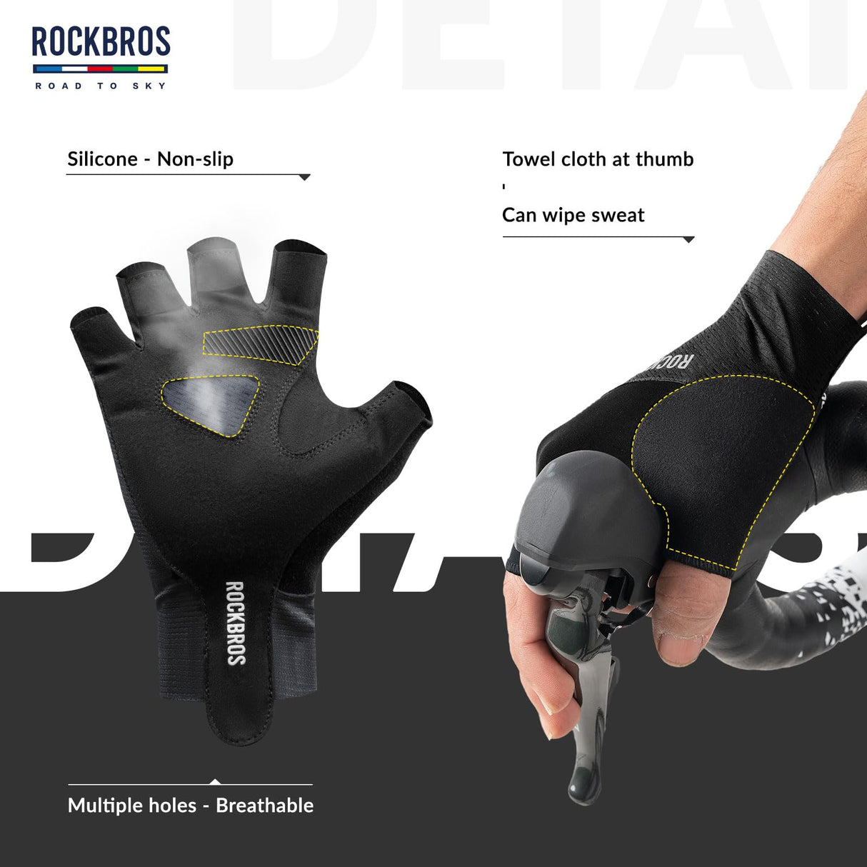 Road To Sky Fahrradhandschuhe – Fingerlose, Atmungsaktive & Reflektierende