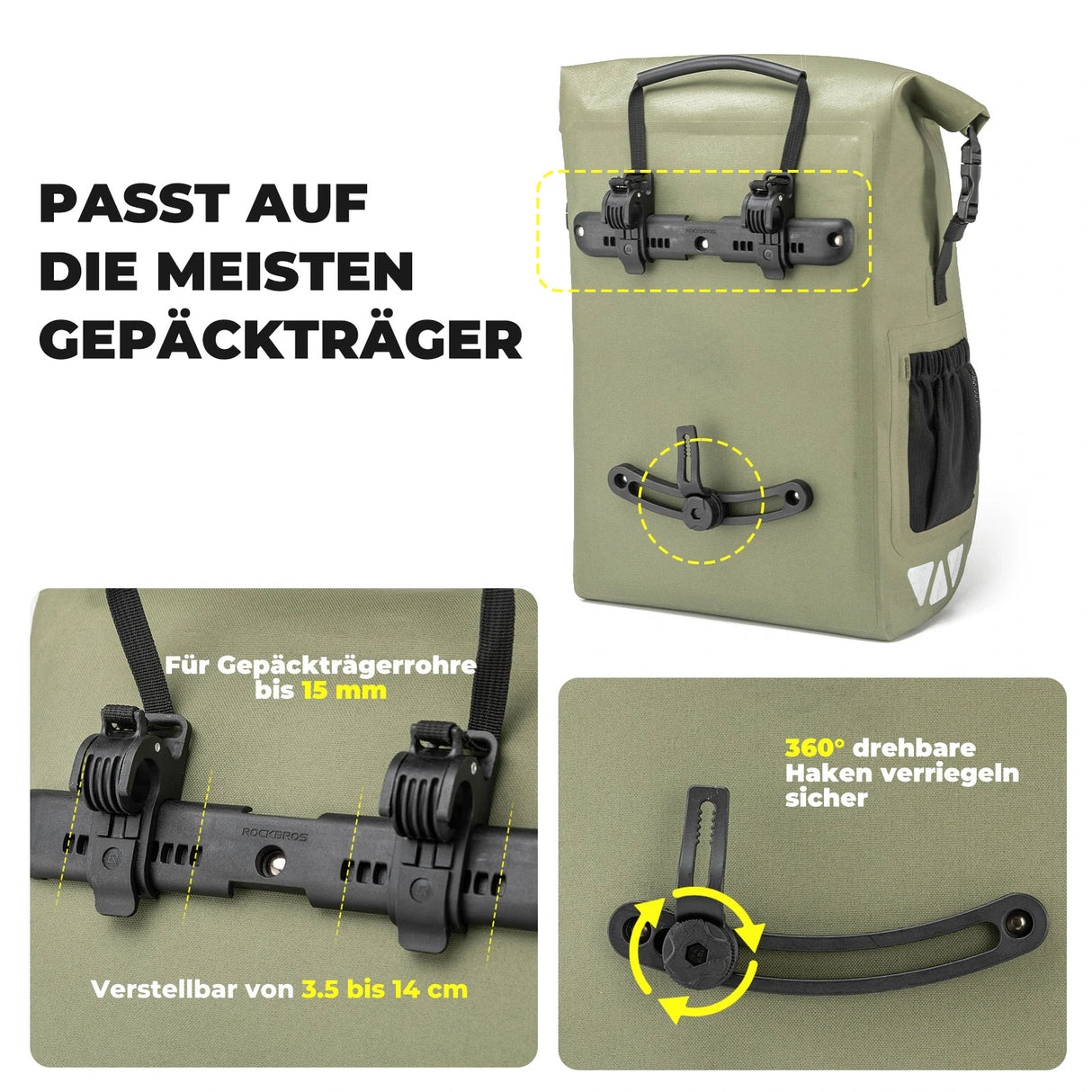 ROAD TO SKY Gepäckträgertasche – Wasserdichte Fahrradtasche