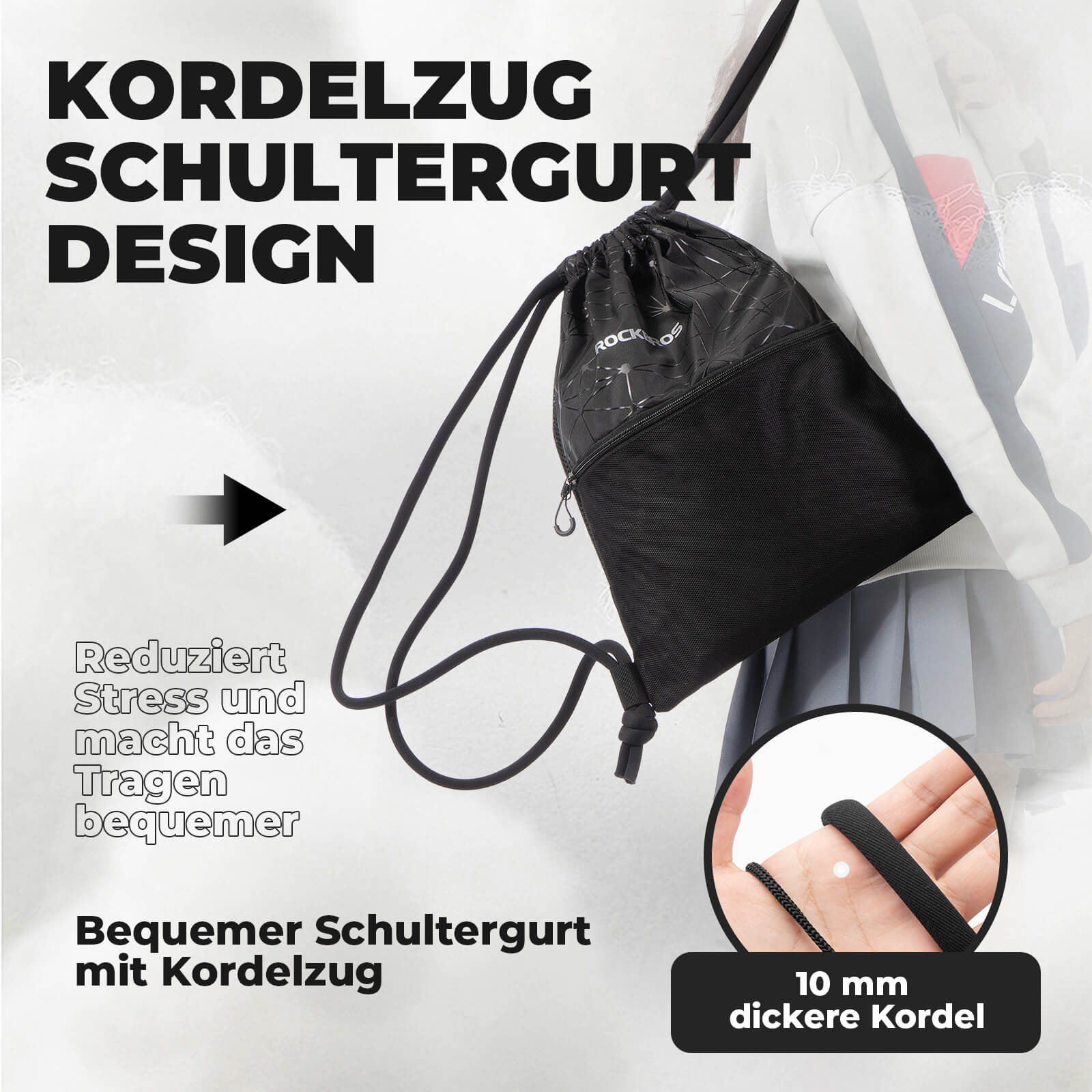 Kordelzug-Rucksack Aus Polyester – 39x34 Cm, Verstellbar, Vielseitig Für Sport & Alltag