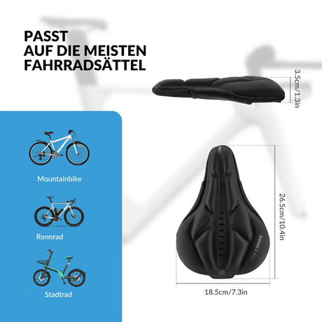 Sattelbezug für Fahrrad – Weicher Gel‑Überzug 26,5 × 18,5 cm