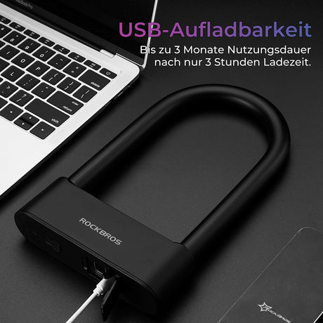 Fingerabdruck-Bügelschloss – IP6 Wasserdicht, Bluetooth & USB-Aufladung