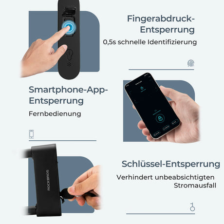 Fingerabdruck-Bügelschloss – IP6 Wasserdicht, Bluetooth & USB-Aufladung