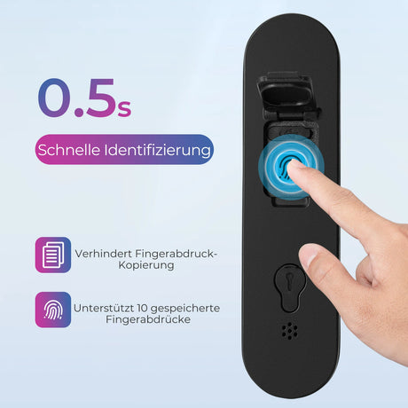 Fingerabdruck-Bügelschloss – IP6 Wasserdicht, Bluetooth & USB-Aufladung