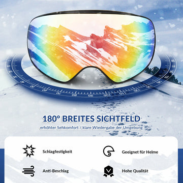 mtb goggles für brillenträger Skibrille Snowboard Brille für Brillenträger UV-Schutz Goggle Helmkomp –  ROCKBROS-DE