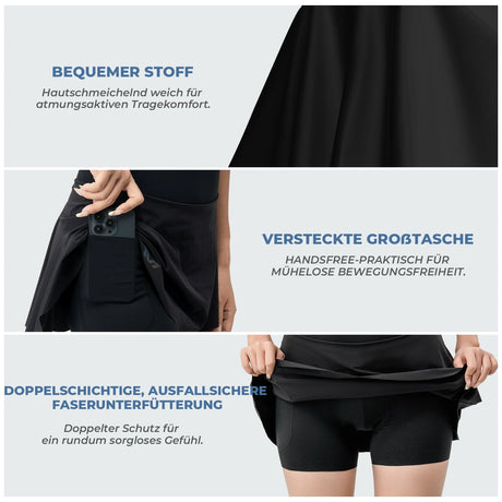TVI Damen 2 in 1 Fahrradrock Kurze Gepolstert Radlerhose mit Tasche - ROCKBROS-EU