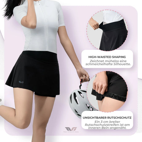 TVI Damen 2 in 1 Fahrradrock Kurze Gepolstert Radlerhose mit Tasche - ROCKBROS-EU