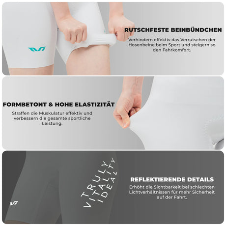 Entdecke die TRULY VITALITY Damen Bib-Shorts: Deine Lösung für ultimativen Komfort und Performance auf dem Rad.