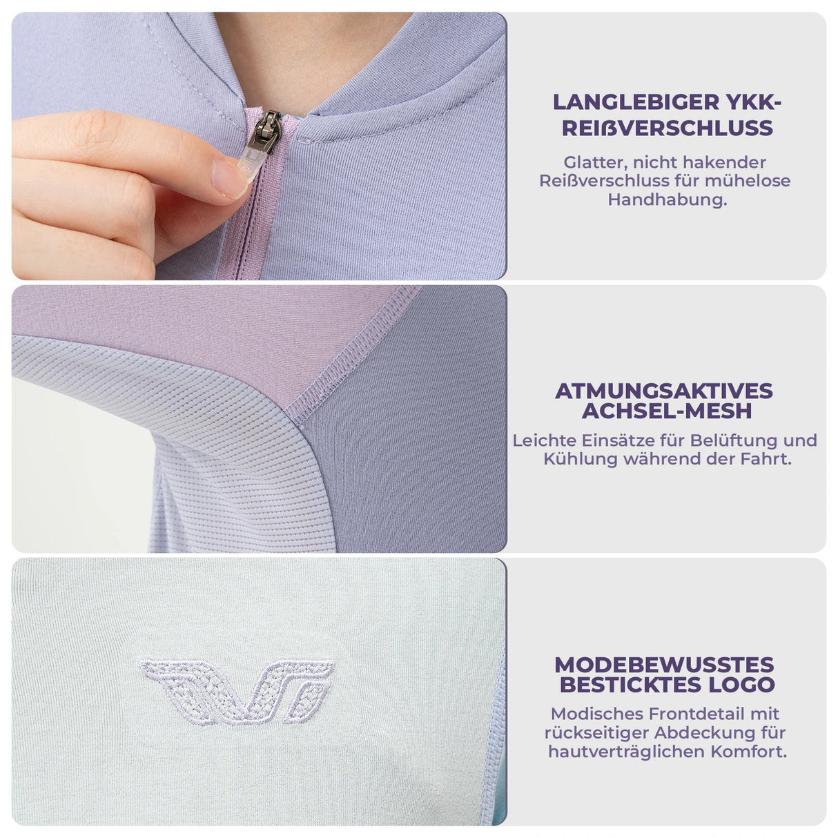 TVI Damen Langarm‑Radtrikot – Mit 3 Rückentaschen & Reflexstreifen, atmungsaktiv & dehnbar
