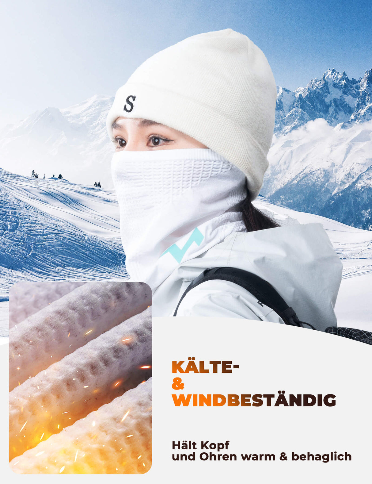 TVI Damen Winter Halbe Sturmhaube – Warme Ski-Maske & Winddichtes Halstuch