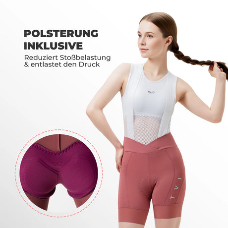 TVI Fahrrad Trägerhose Damen – Kurz, gepolstert, mit magnetischem Träger