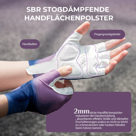TVI Fahrradhandschuhe Damen – Sommer‑Halbfinger, mit SBR‑Stoßdämpfung