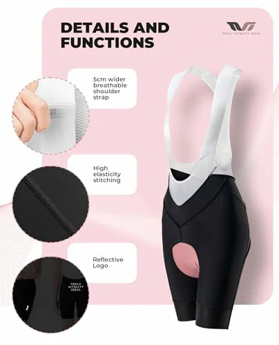 TVI Fahrradhose – Träger‑Radhose Damen, gepolstert mit Shaping‑Effekt, Sommer