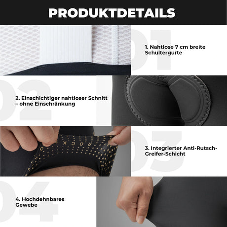 Trägerhose Fahrradhose mit Sitzpolster Herren – Nahtlos & atmungsaktiv