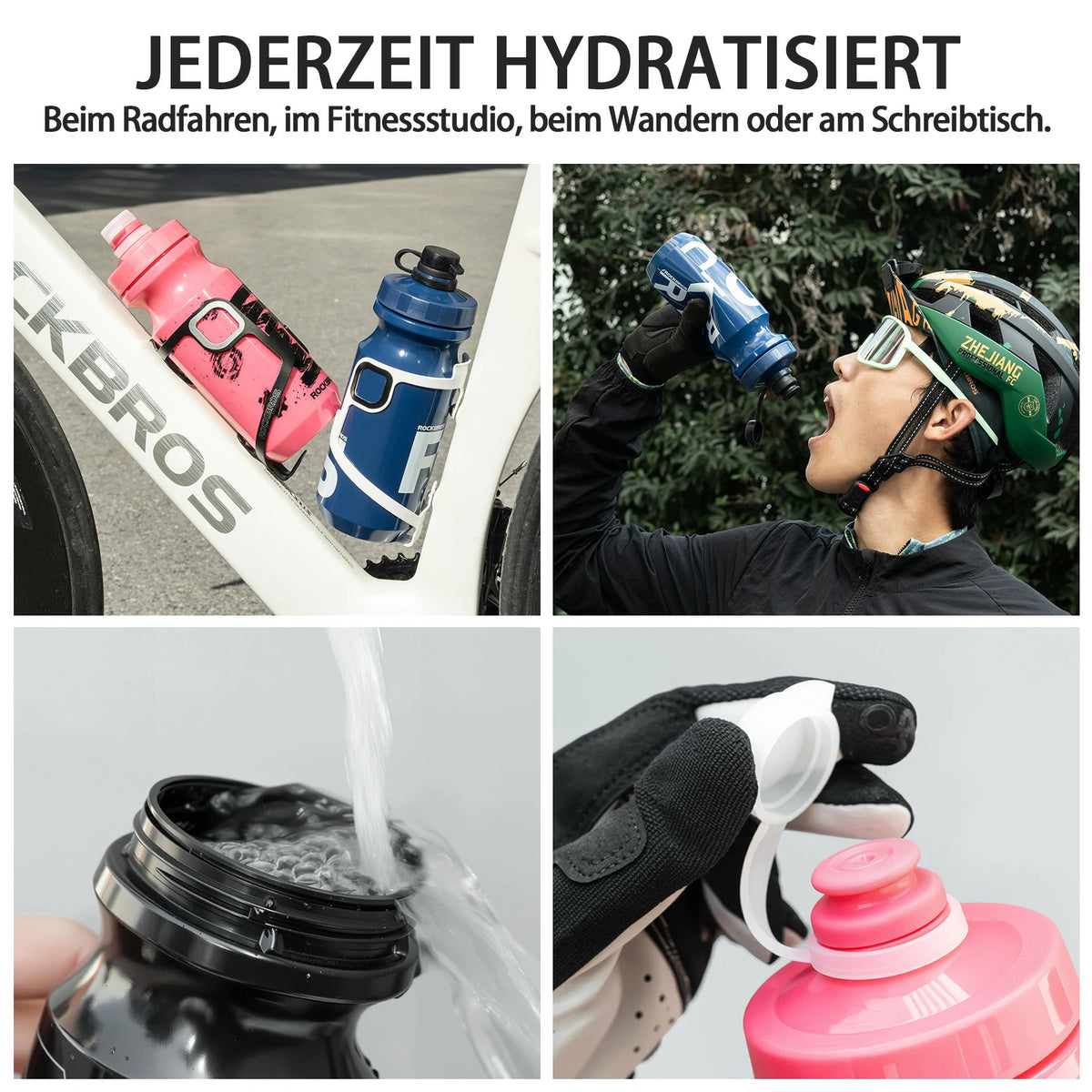 Trinkflasche Auslaufsicher BPA-frei Einhändig, Sportflasche 600ml – ROCKBROS-DE