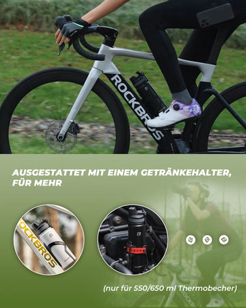 rennrad trinkflasche schwarz Trinkflasche Edelstahl 550ml/650ml/1000ml/1200ml Isolierkanne BPA-Frei – ROCKBROS-DE