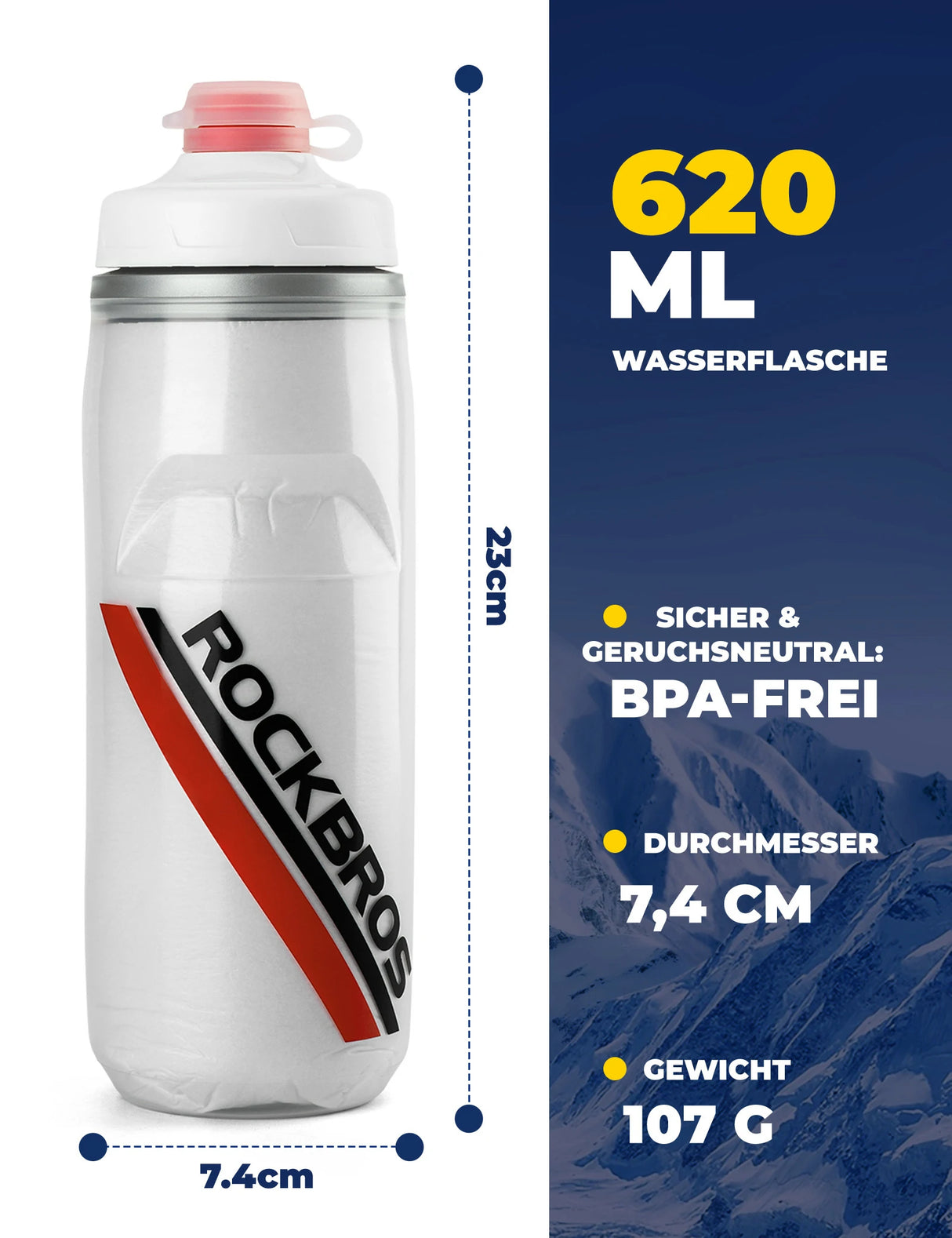 Fahrrad‑Trinkflasche 620 ml – 5 h Kühlhaltung