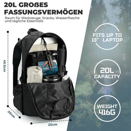 ROCKBROS Wanderrucksack 20 L – Ultraleicht, faltbar, mit Rückenbelüftung