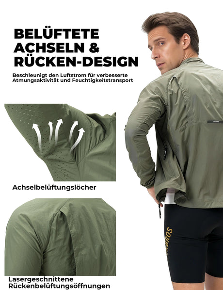Winddichte Fahrradjacke – Leicht, Atmungsaktiv, Schnelltrocknend & Faltbar
