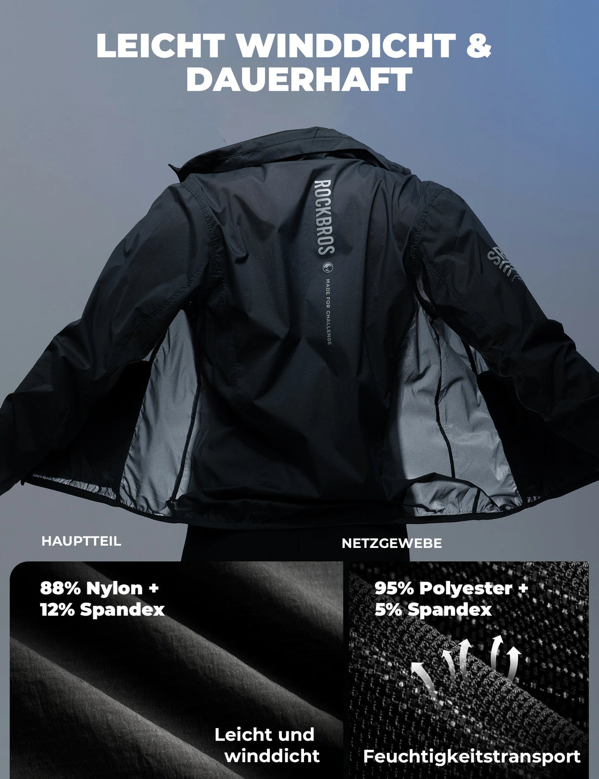 Winddichte Fahrradjacke – Leicht, Atmungsaktiv, Schnelltrocknend & Faltbar