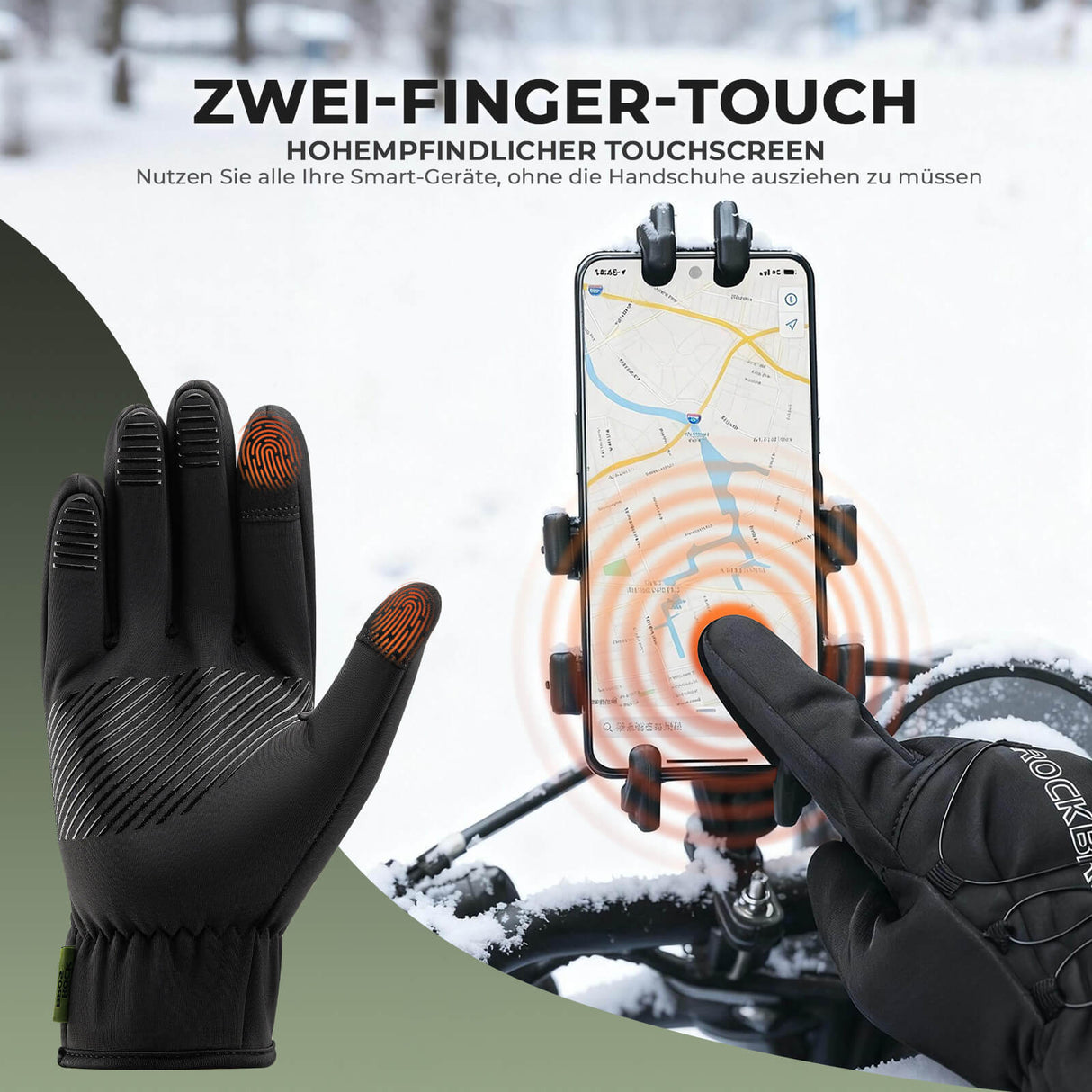 Winter Fahrradhandschuhe Touchscreen – Thermogefüttert & Reflex