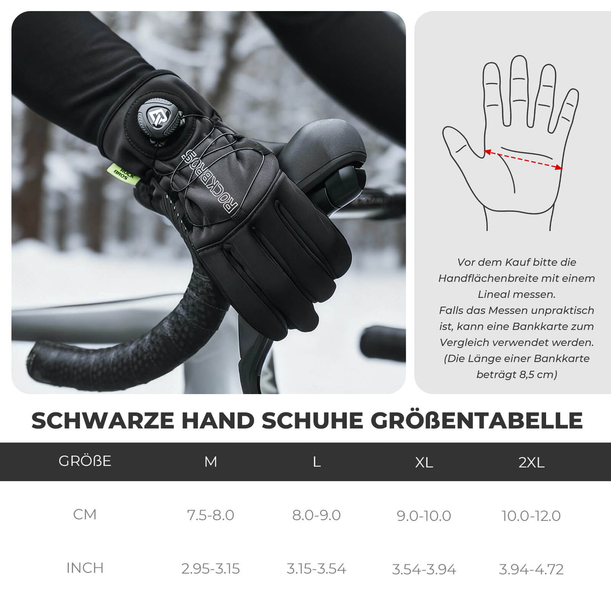 Winter Fahrradhandschuhe Touchscreen – Thermogefüttert & Reflex