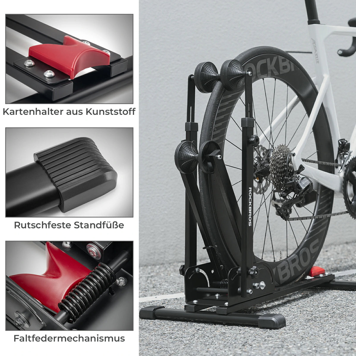 Support de vélo pliable à double entretoise en acier au carbone