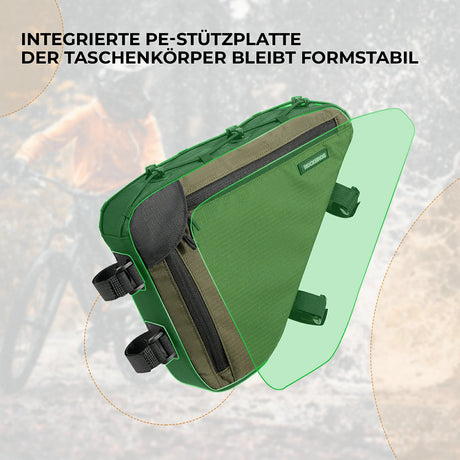 Fahrrad-Rahmentasche mit doppelseitigem Reißverschluss