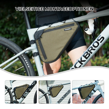 Fahrrad-Rahmentasche mit doppelseitigem Reißverschluss